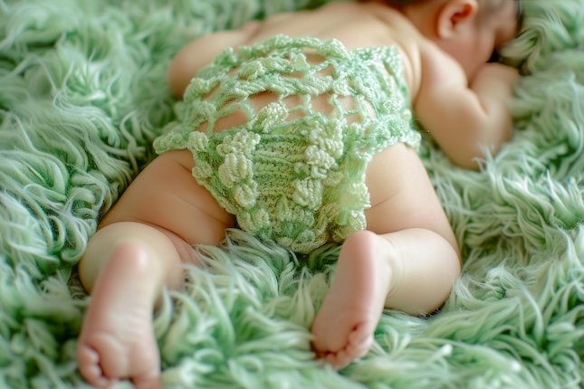 newborn-baby39s-legs-wrapped-green-diaper